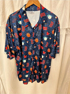Boston Red Sox Baseball Print Button Down Shirt XL Like New